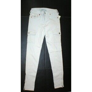 NWT New Womens True Religion Brand Jeans Skinny Cargo Pants 24 Pale Gray Comfy
